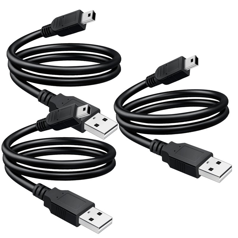 SaiTech IT 5 Pack USB 2.0 A to Mini 5 pin B Cable for External HDDS/Camera/Card Readers/MP3 Player-Black -35cm(1 feet) - Image 1